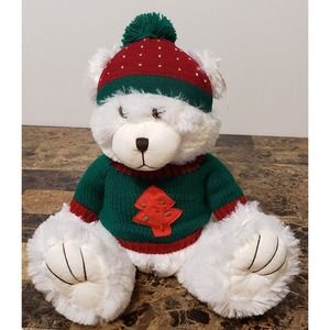 Ugly Christmas Sweater Bear Plush Stuffed Toy With Hat